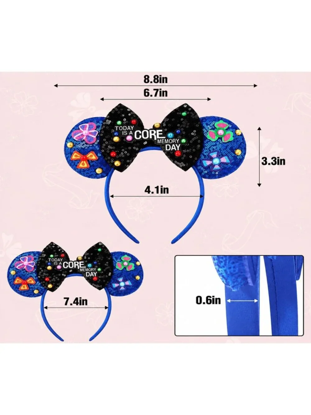 Women Black Blue Cartoon Mickey Mouse Costume Headband For Cosplay